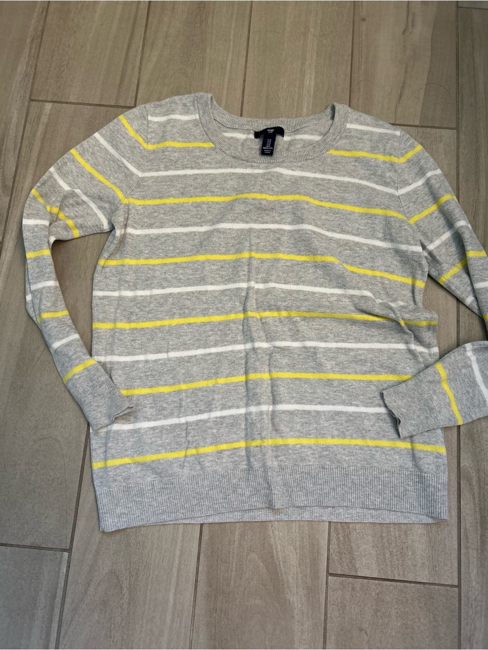 GAP Gray Sweater with Yellow & White Stripes
